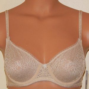 DKNY Bra 32-B Beige Mirage Lace Demi Underwire NWT